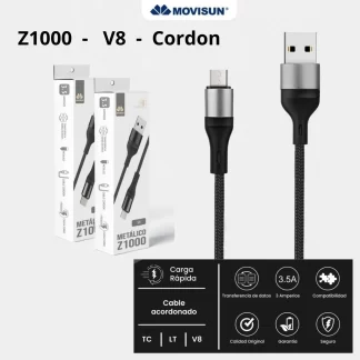 CABLE USB V8 - CORDON 1MTS - Z1000 - MOVISUN
